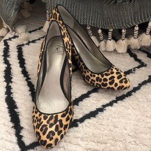 Animal print calf hair wedge heels